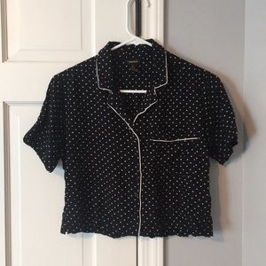 polka dot cropped pajama style top